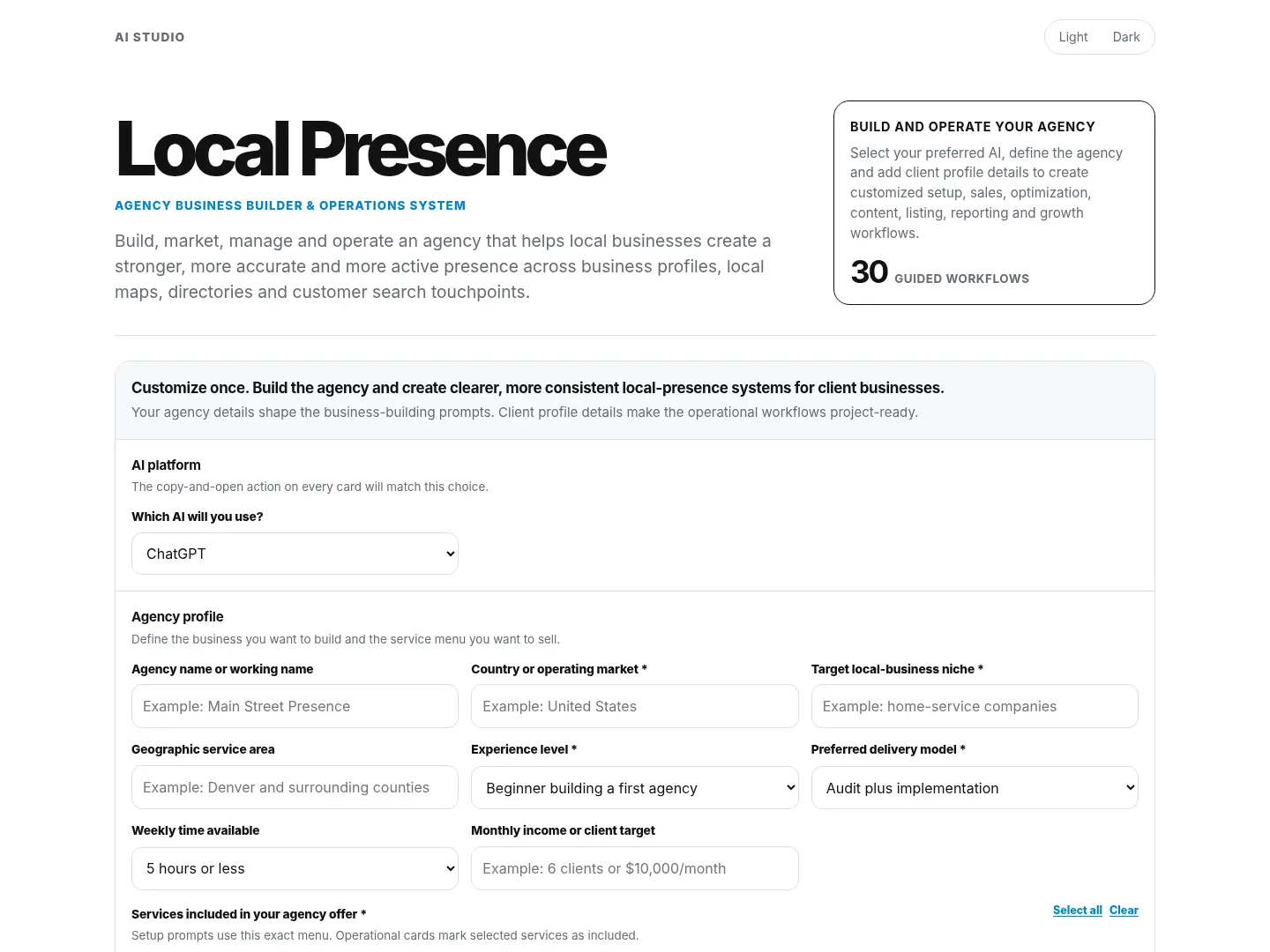 Local Presence Agency tool preview