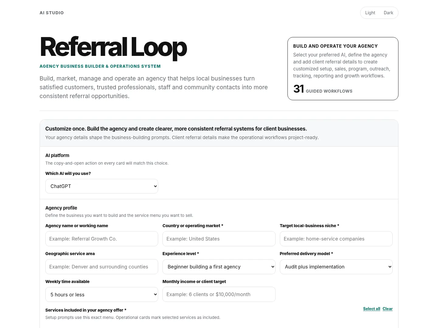 Referral Loop Agency tool preview