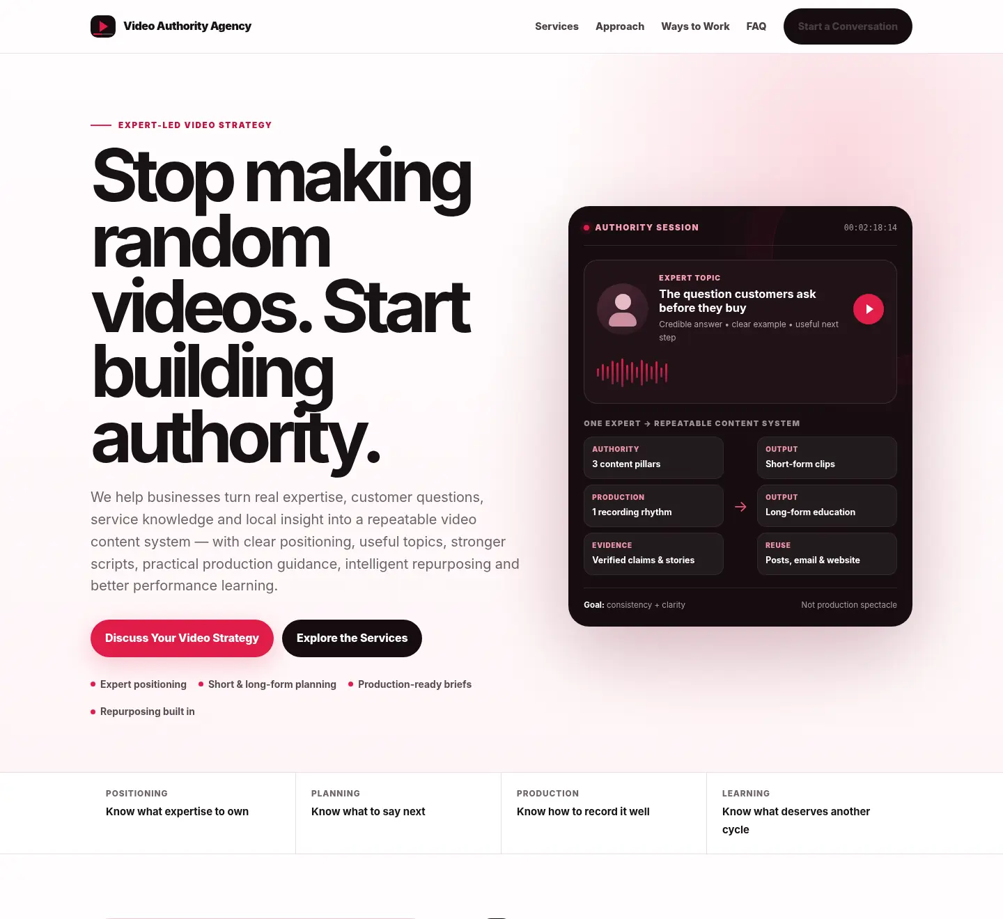 Video Authority Agency sales page preview